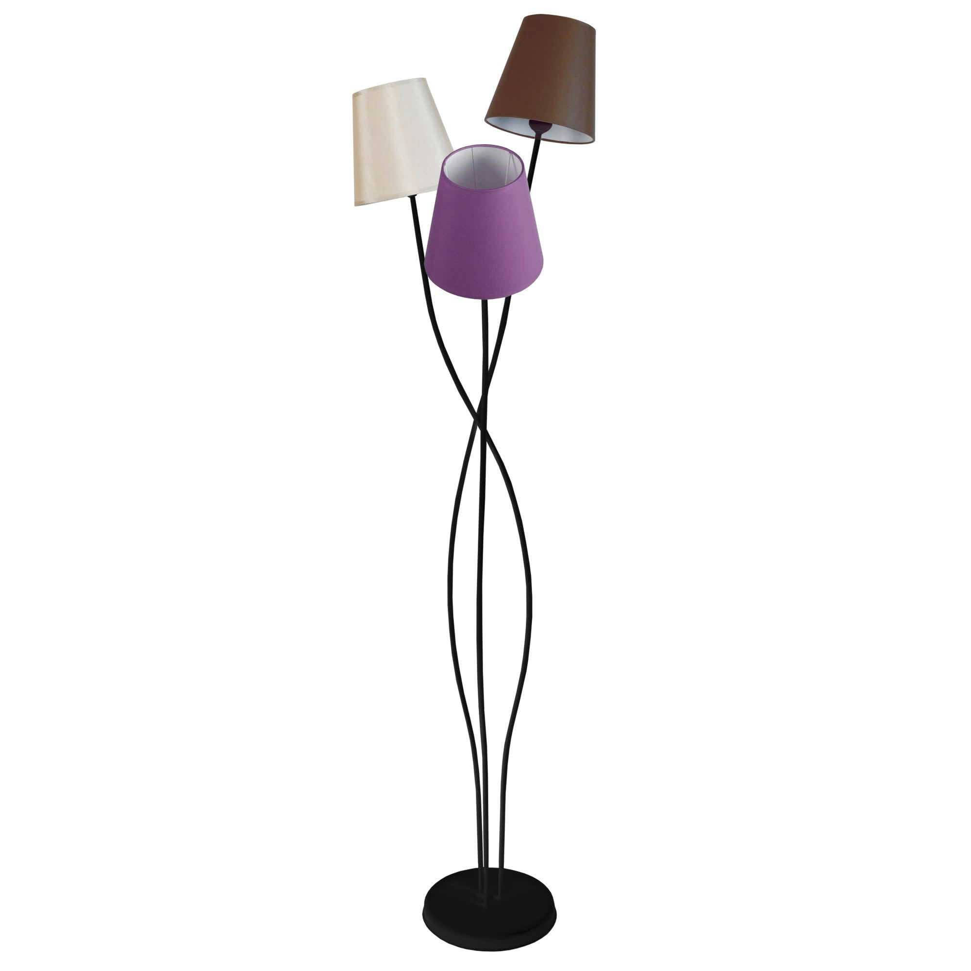 LILLE - Lampadaire métal noir , violet,créme et marron