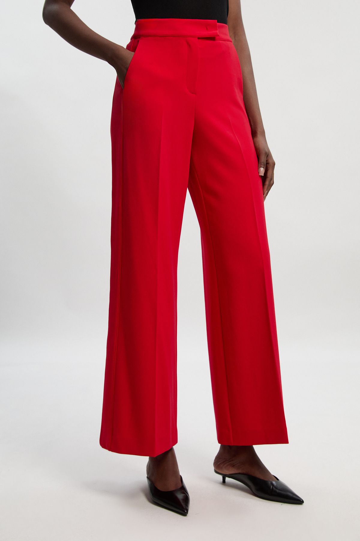 KarenMillen Compact Stretch Tipped Wide Leg Tailored Trouser