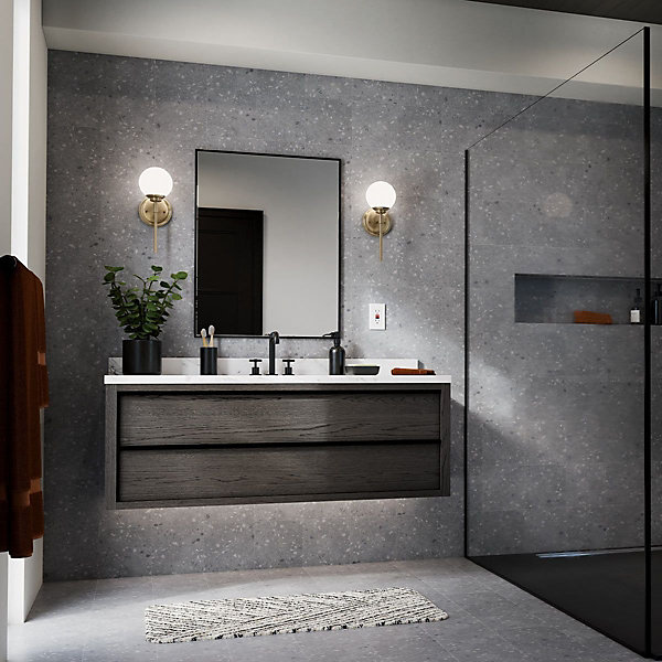 Elstead Kichler Benno Applique de salle de bain contemporaine en bronze champagne 3000 K IP44 1x G9