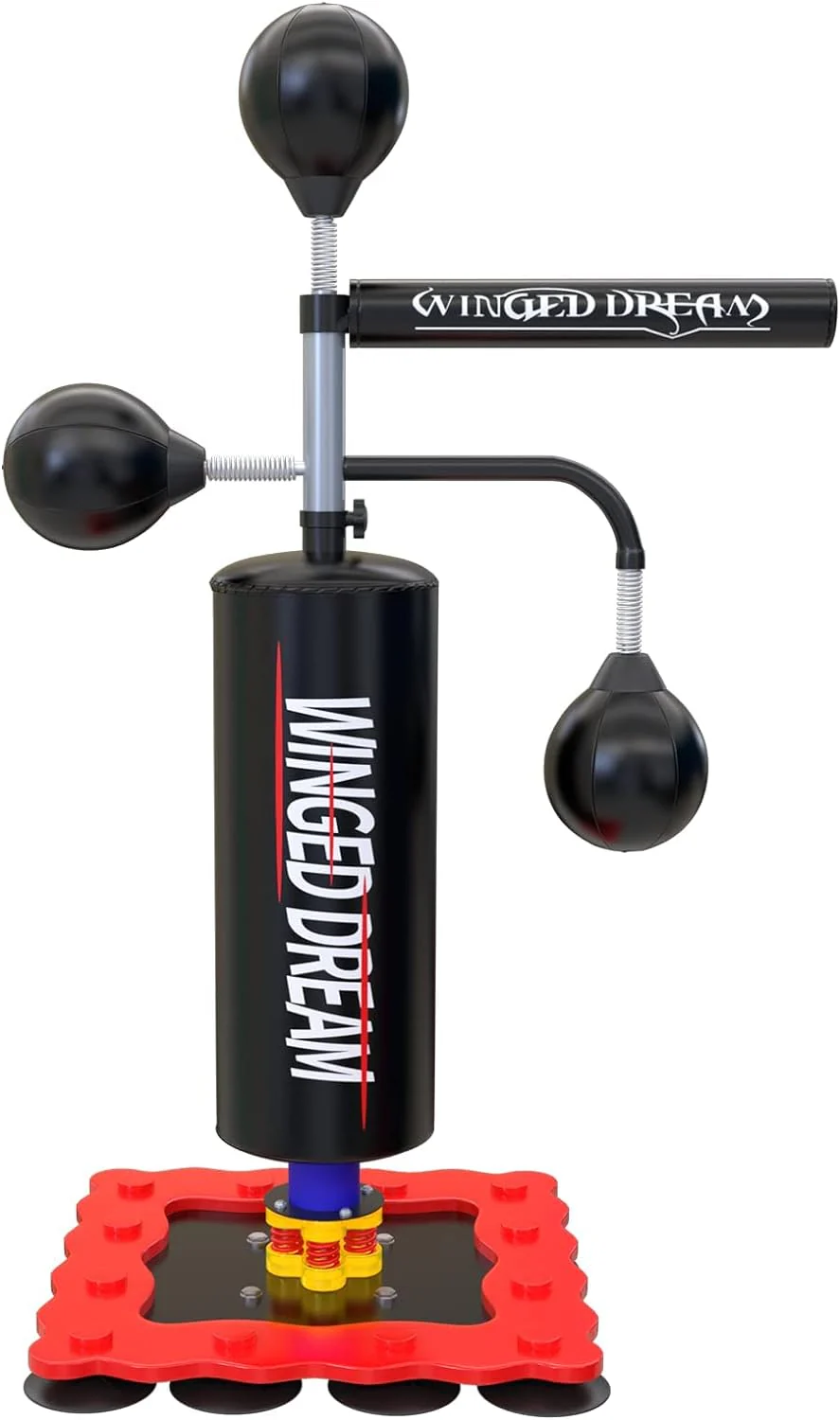Gym Boxing Equipment, Heavy Punching Bag, Pedestal Bag, Spinnning Punching Bar with 3 Punching Balls, Professional MMA UFC Reaction Speed Training, for Adults, Youth (Pedestal is Separate)(Spinning Bar With Sucking Cup)
