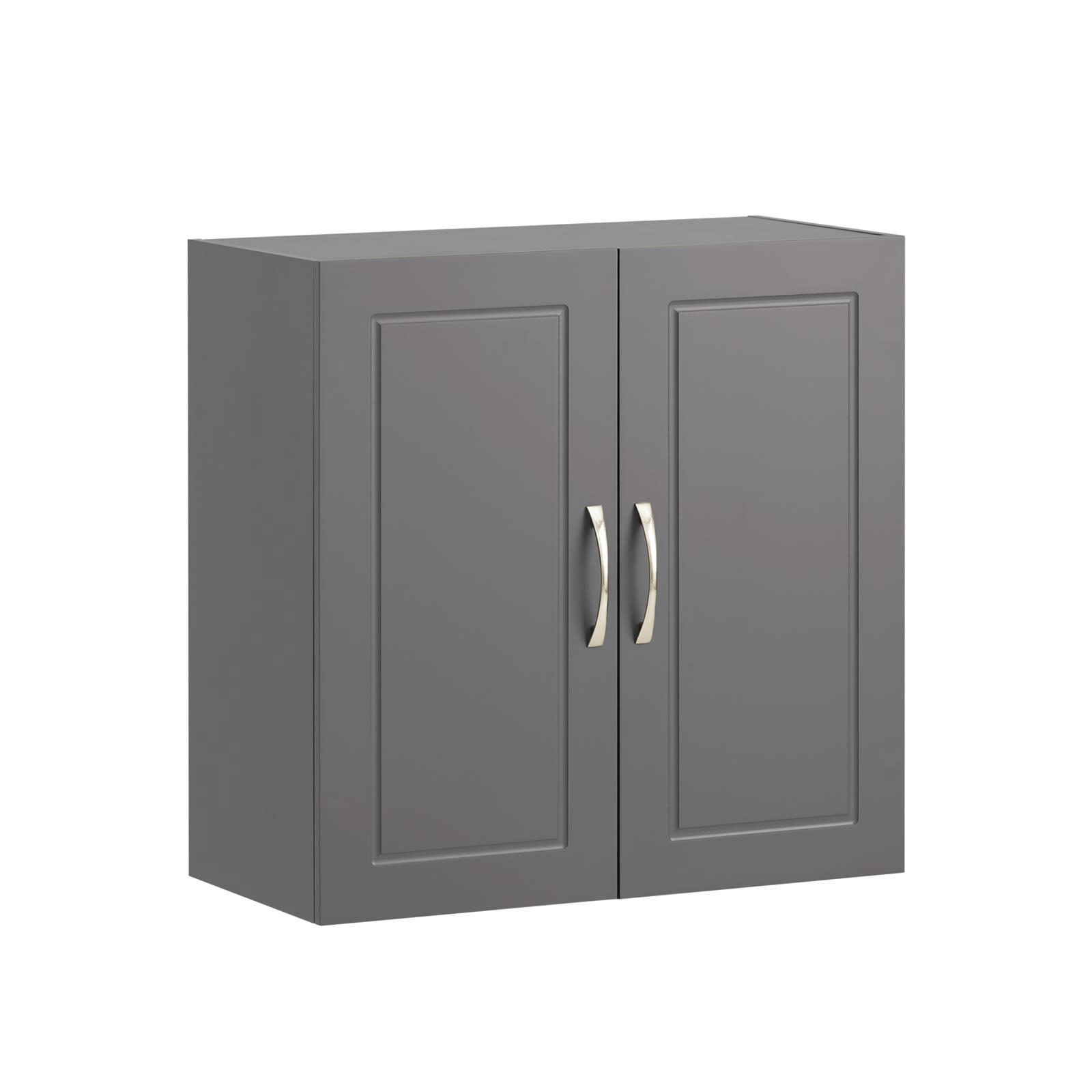- Meuble haut 2 portes effet bois gris