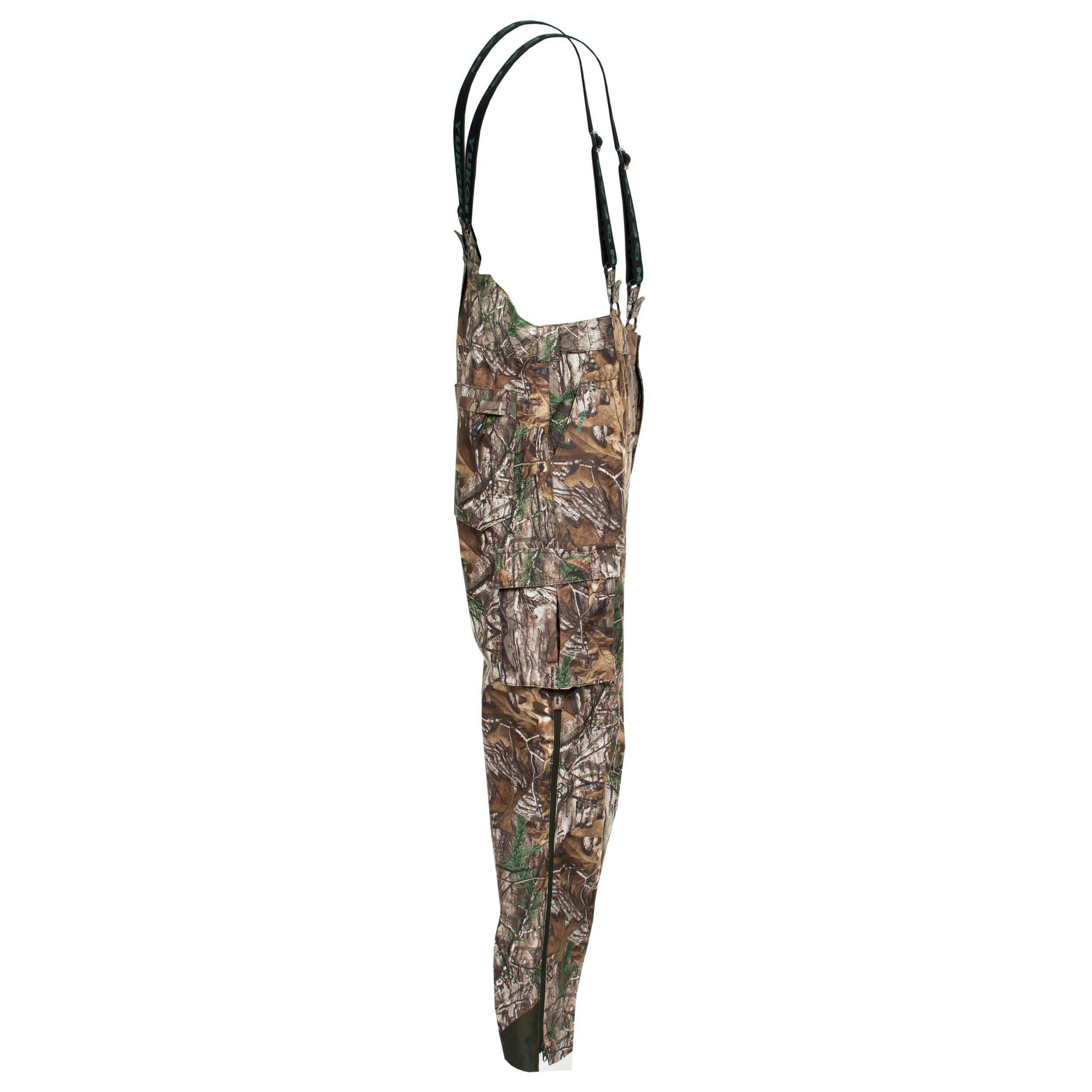 Yukon Gear Men's Lightweight Waterproof Windproof Suspender Pants for Hunting/Fishing, Camo