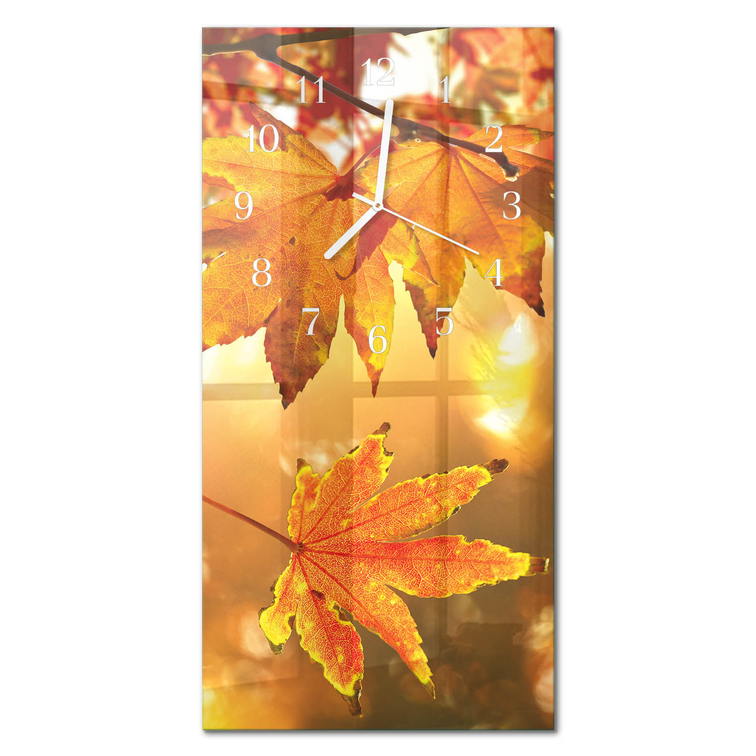 Zegar na ścianę 30x60 Liście nowoczesny na ścianę