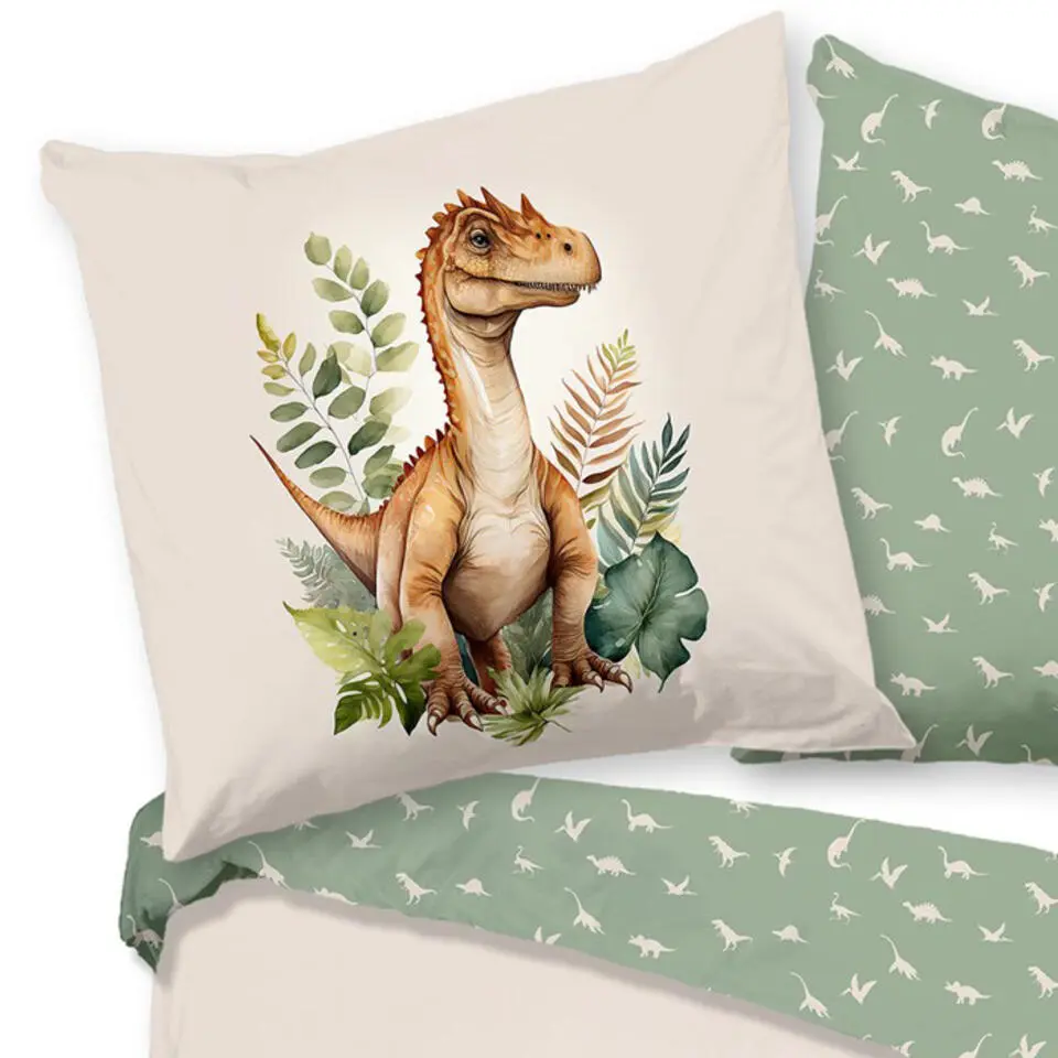 Good Morning Dino Kinderdekbedovertrek Groen