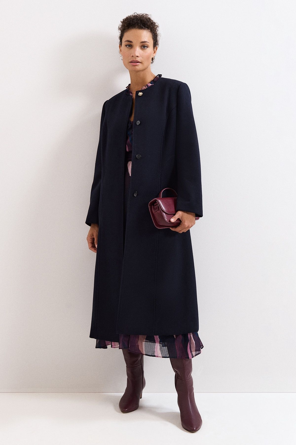 Phase Eight Loretta Button Detail Longline Coat
