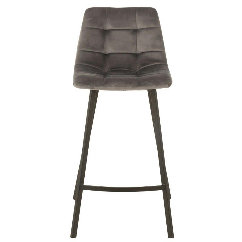OLIVIER - Chaise de bar métal et textile gris H95cm