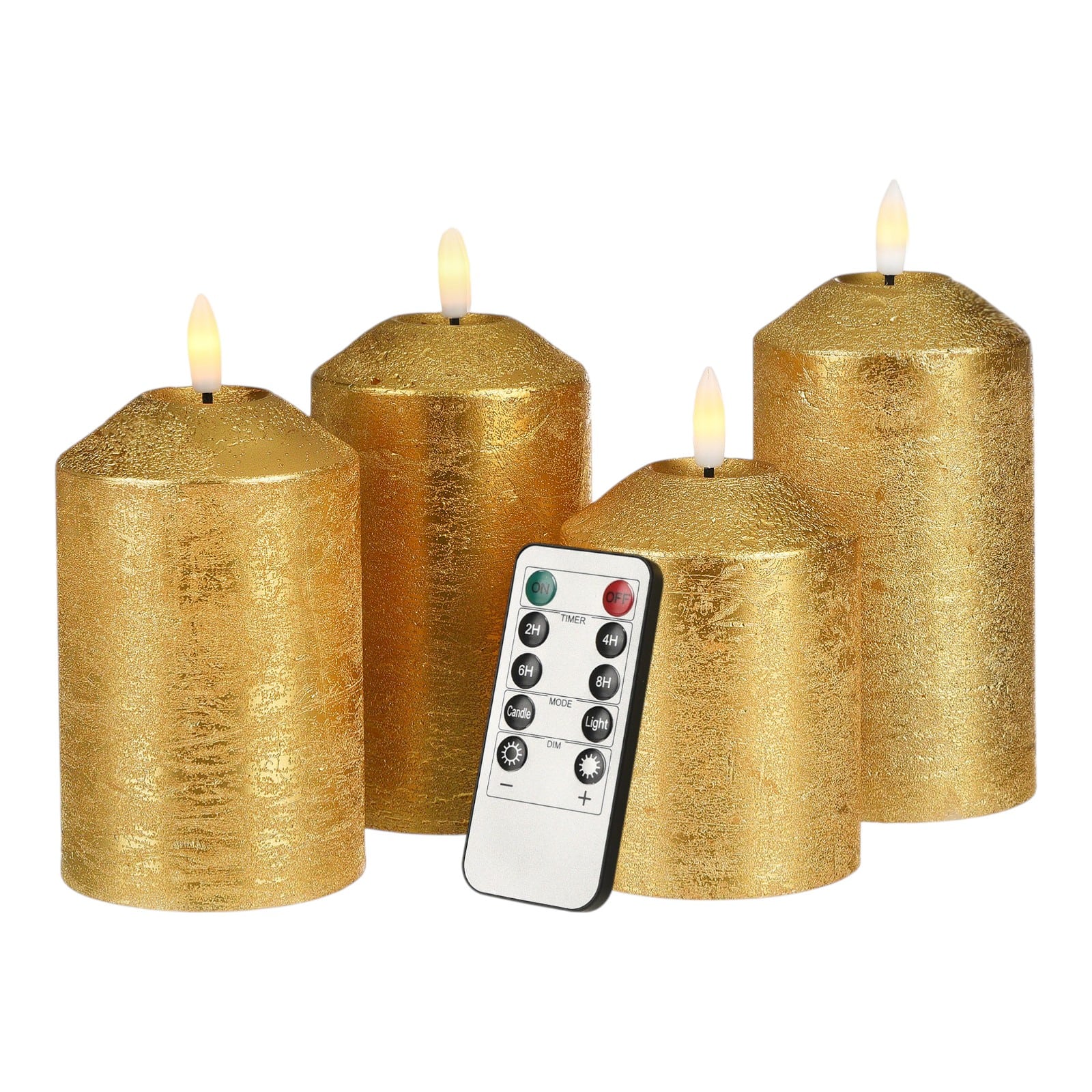 LED-Stumpenkerzen-Set Gold, 4 -tlg.