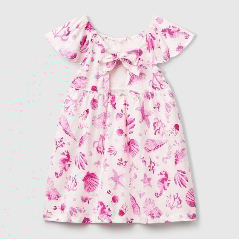 White dress with pink shells