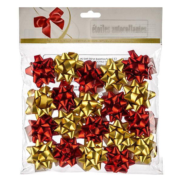 Lot de 15 ou 20 étoiles de bolduc métalisé - feeric lights &christmas