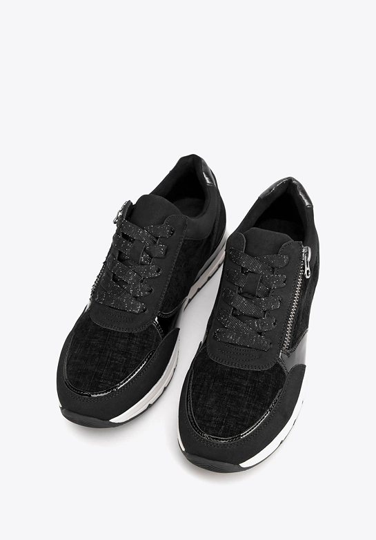 Damskie sneakersy z suwakiem na boku czarne
