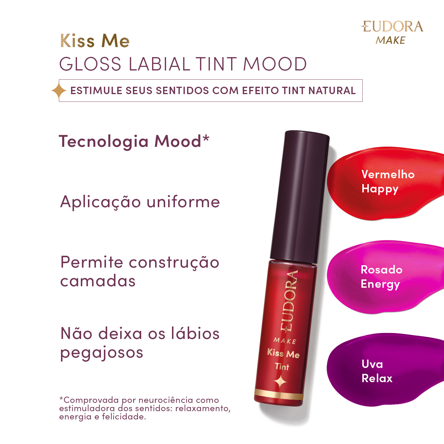 Batom Líquido Uva Relax Eudora Make Tint Mood 5,5ml