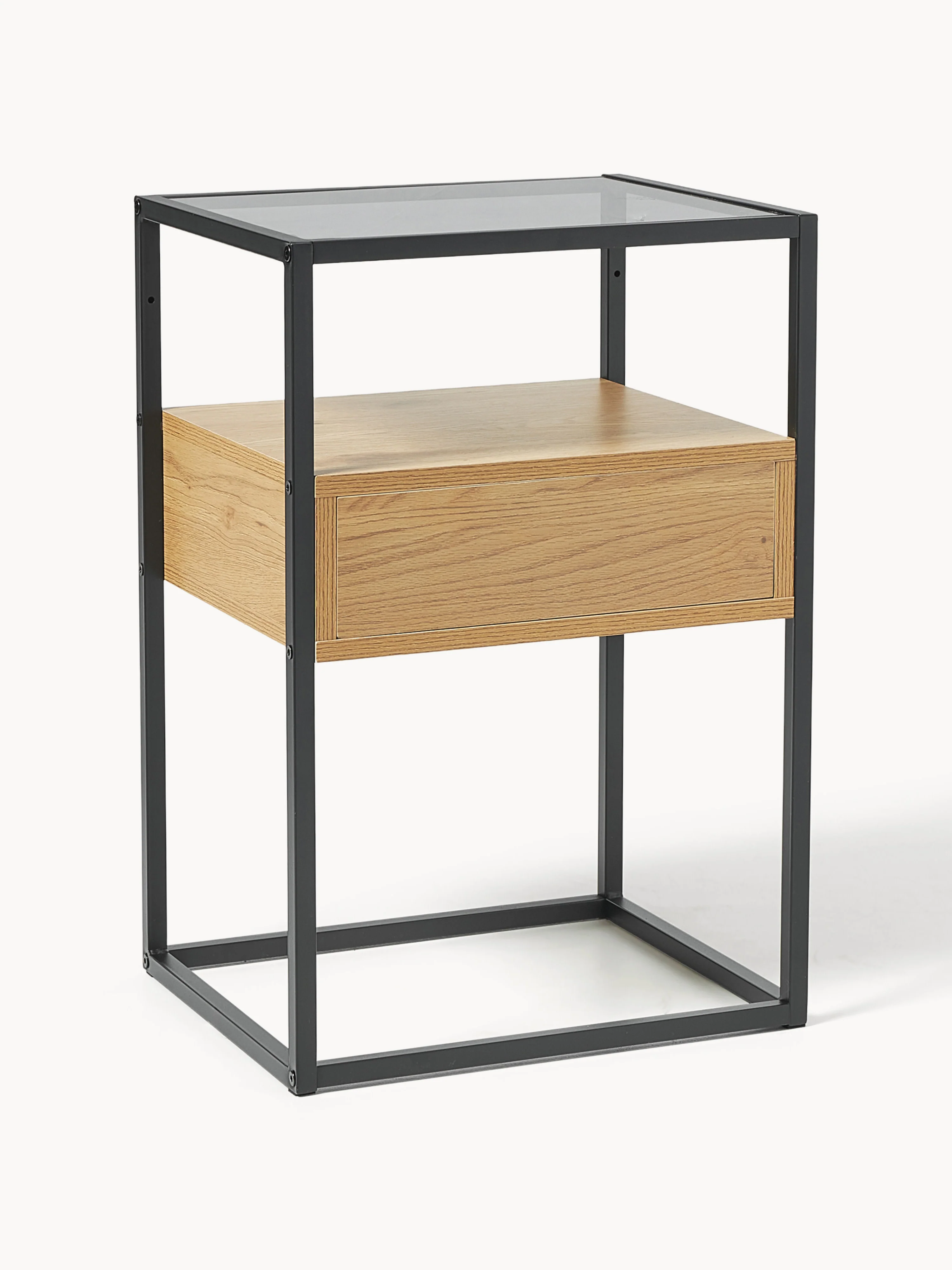 Glas-Nachttisch Randolf mit Schublade