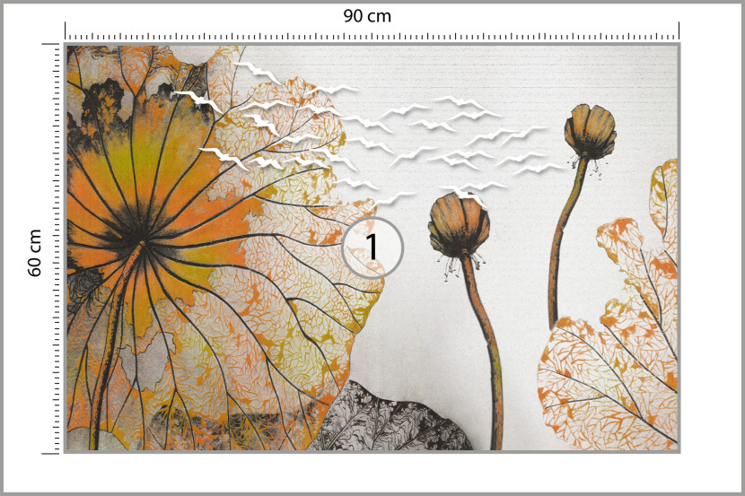 Fototapeta Pomarańczowe Abstrakcyjne Liście 90x60cm