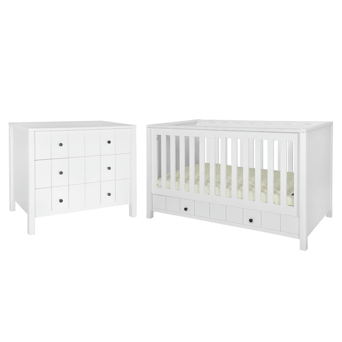 DUO - ALLPIN - Lit évolutif 70x140 commode 3 tiroirs blanc