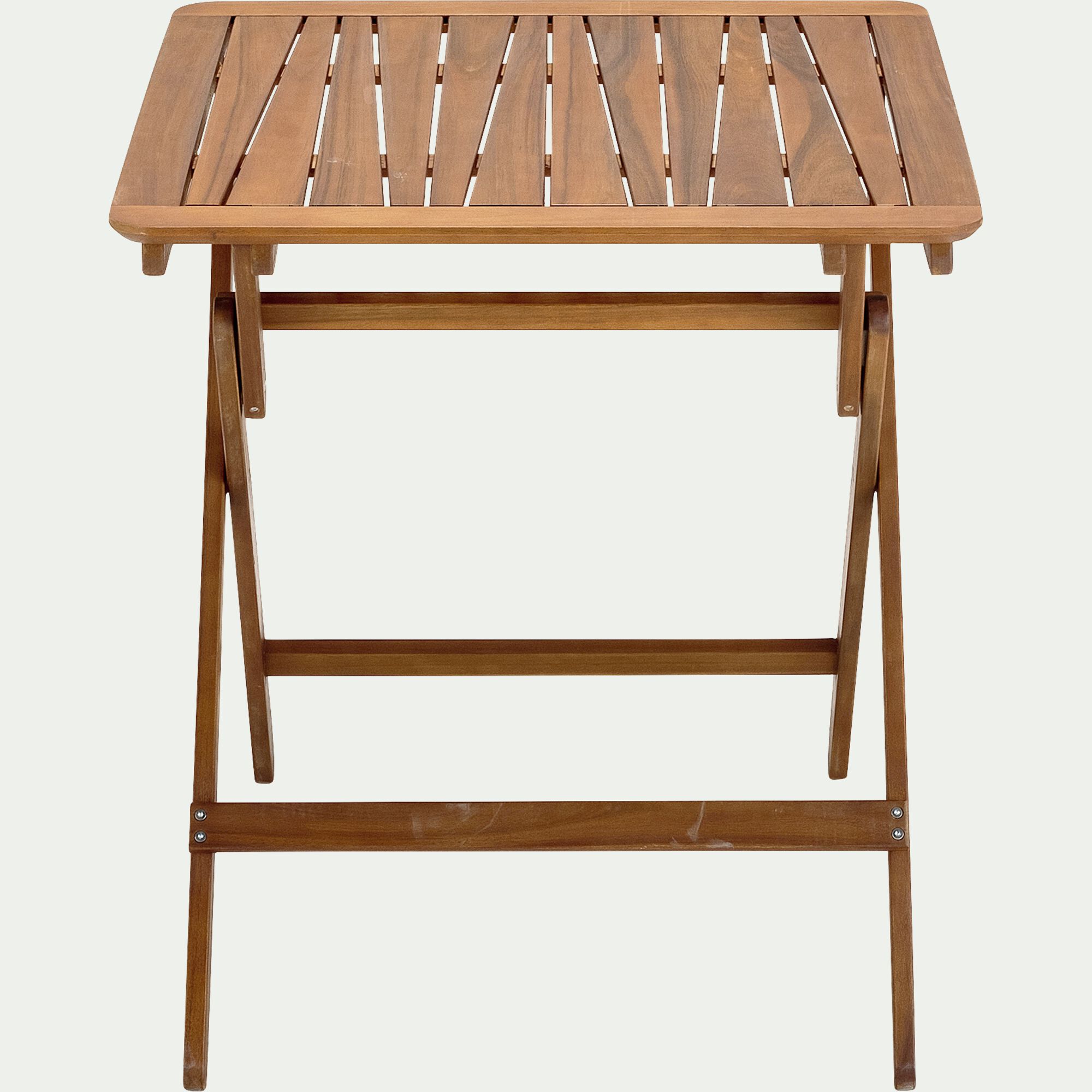 CARLO - Table de repas jardin pliante carrée en acacia huilé - bois foncé (2 places)