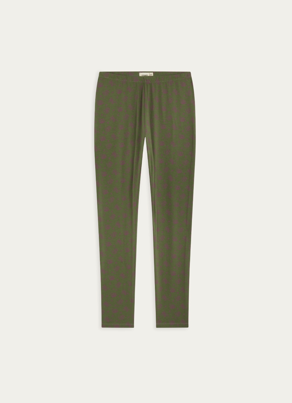 LEGGING LONG EN COTON BIOLOGIQUE IMPRIMÉ FLORAL VERT KAKI
