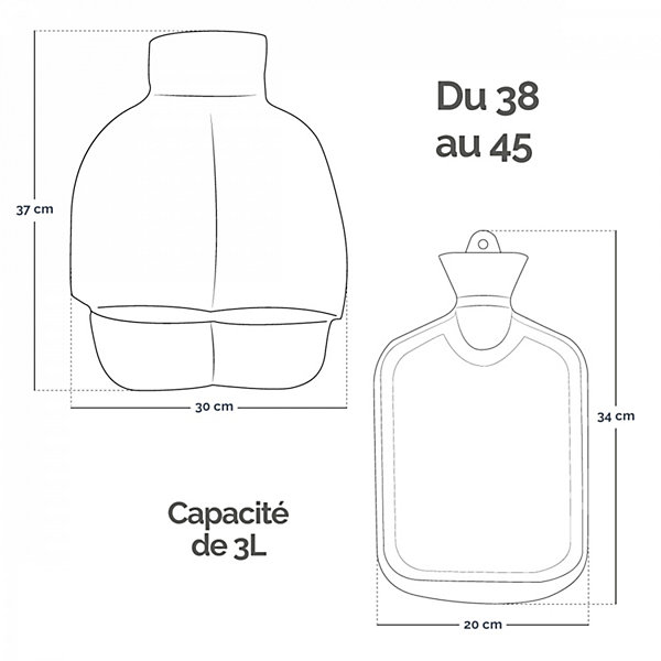 Chauffe pieds bouillotte douce 3 litres, déhoussable et antidérapant - Vivezen