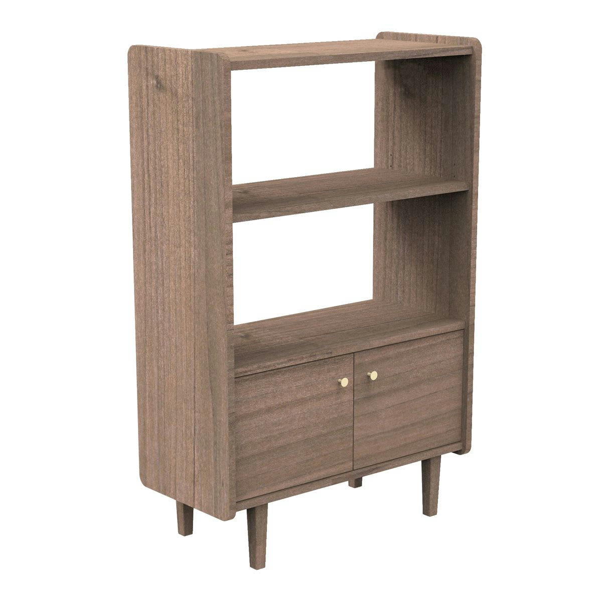 JAZZY - Bibliothèque 2 portes et 1 penderie en bois avec boutons métal