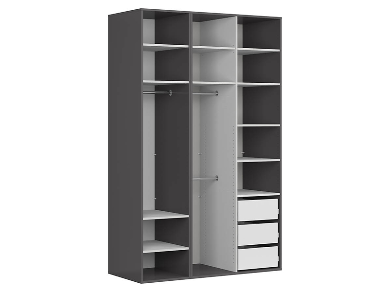 Szafa modułowa Flex 150 cm z drzwiami i lustrem grafit