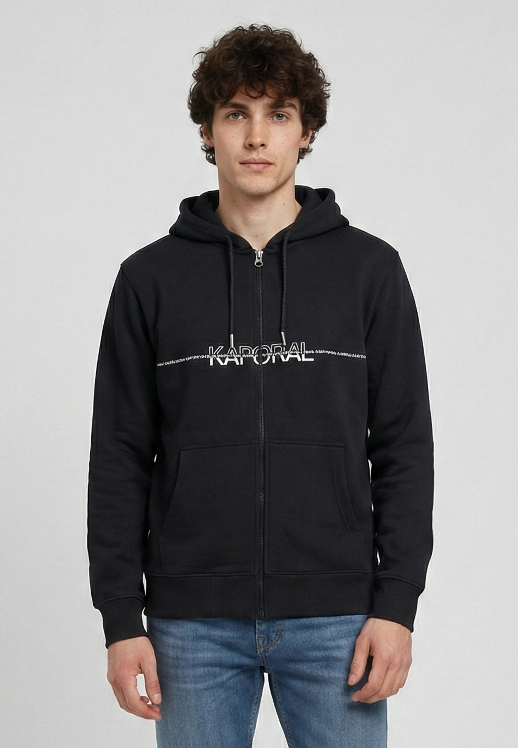 Sweatshirt regular noir coton polyester ROLAN