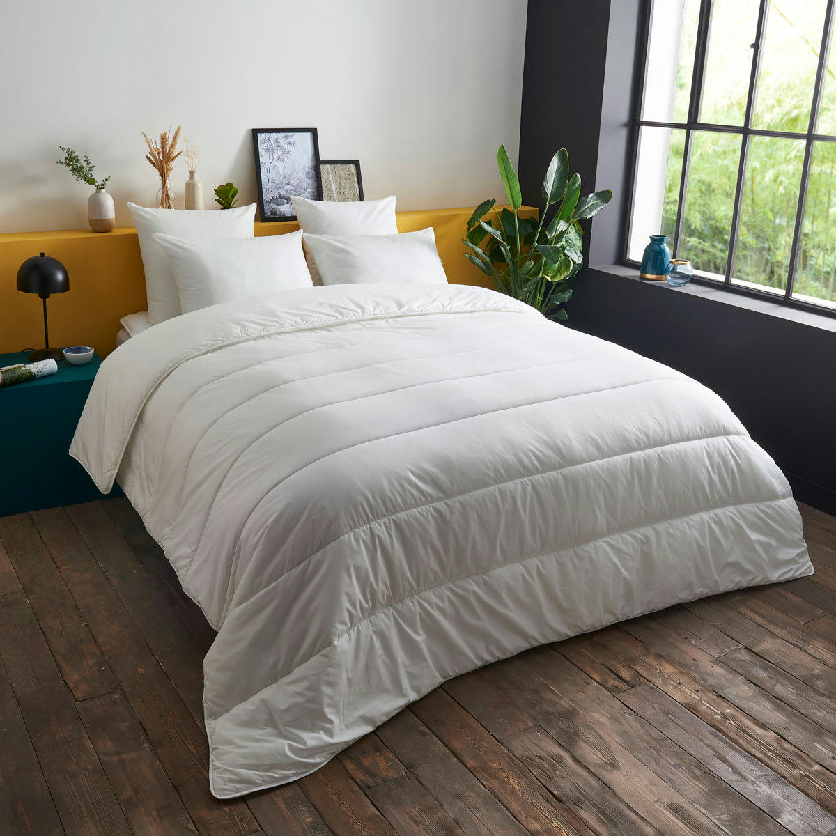HUGUETTE - Couette TEMPÉRÉE Extra-Douce - Coton Bio  140x200 cm - Wake Me Green