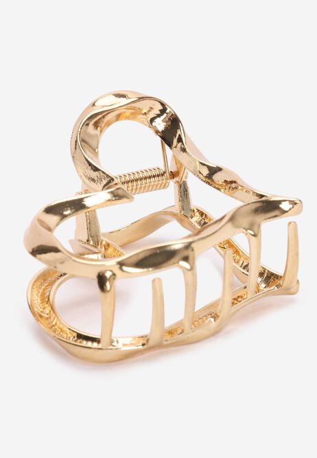 Womens Gold Heart Claw Hair Clip