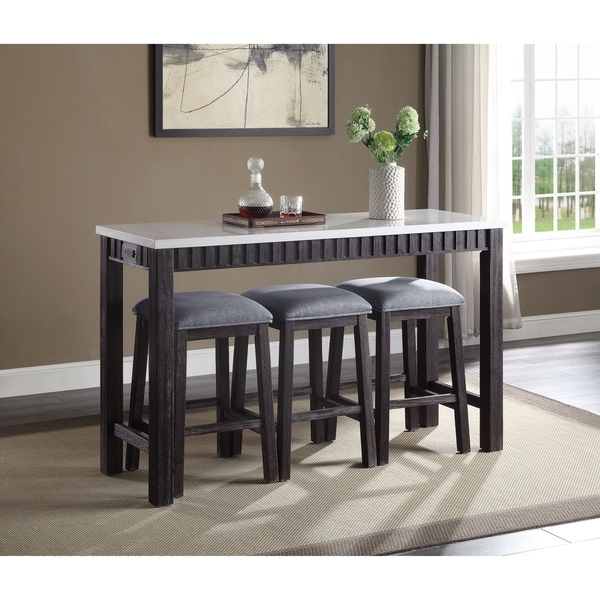 Necalli 4Pc Pack Counter Height Set in Marble and Weathered Espresso