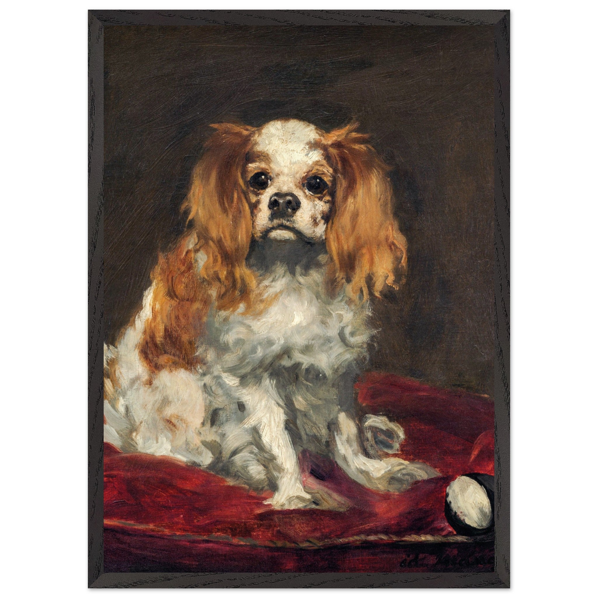 Artfulprints Poster met Lijst Edouard Manet - A King Charles Spaniel  - 50x70 cm - Bruin