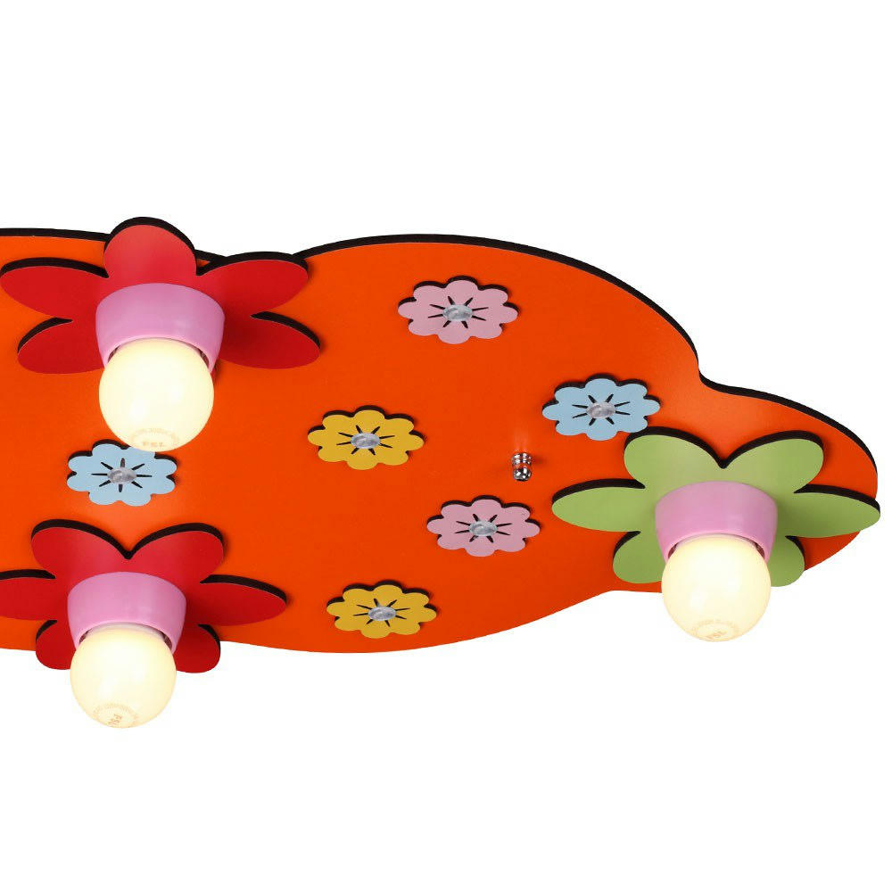 FLORAL - Plafonnier en forme de nuage rouge et fleurs multicolores