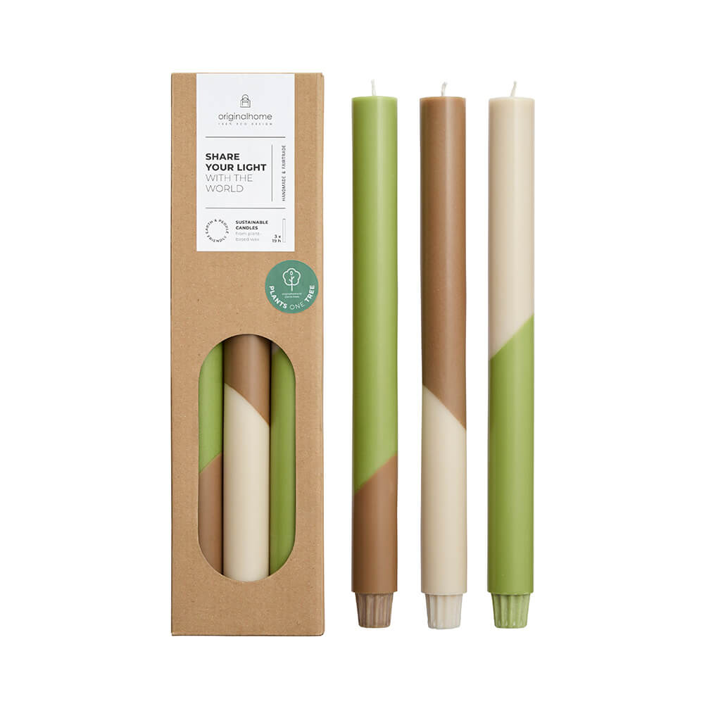 Originalhome dinerkaarsen diagonaal Fall - 30 cm - set van 3