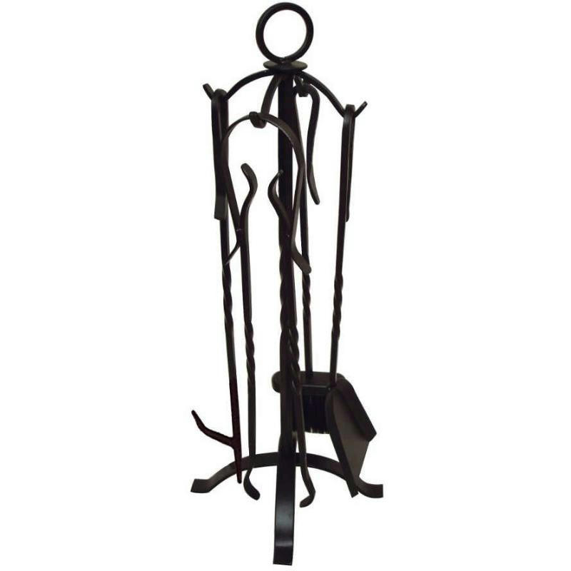 - Valet de cheminée 4 accessoires en fer forgé
