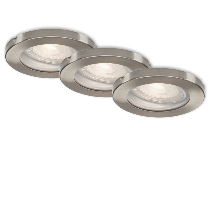 Spot encastrable LED nickel GU10 blanc chaud IP65 400 lm 4,7 W 3 pièces BRILONER