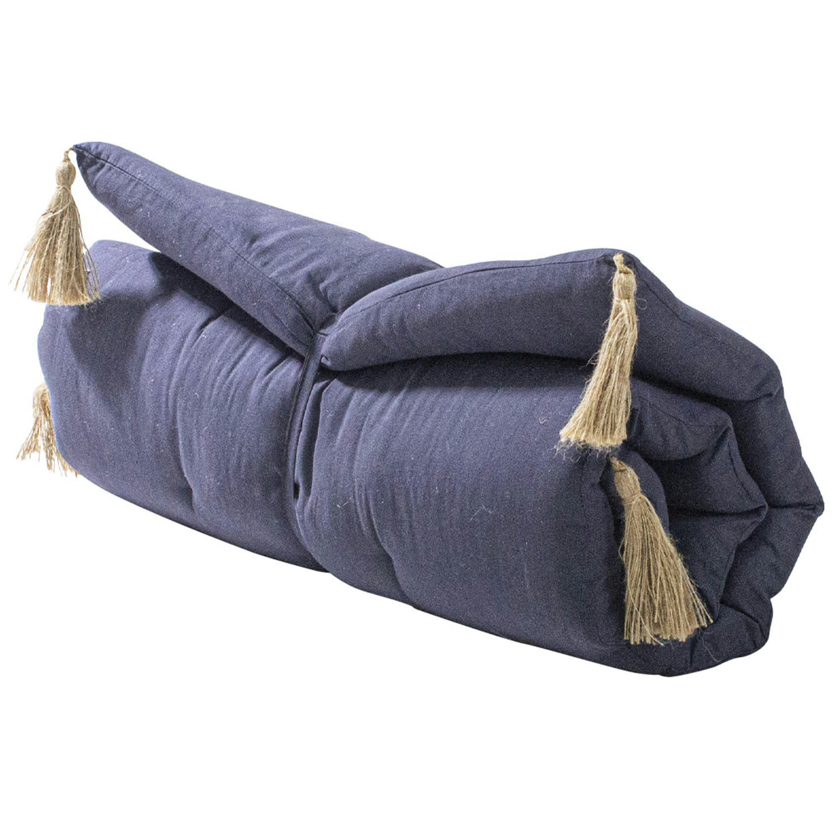 - Futon coloré avec 4 pompons en jute