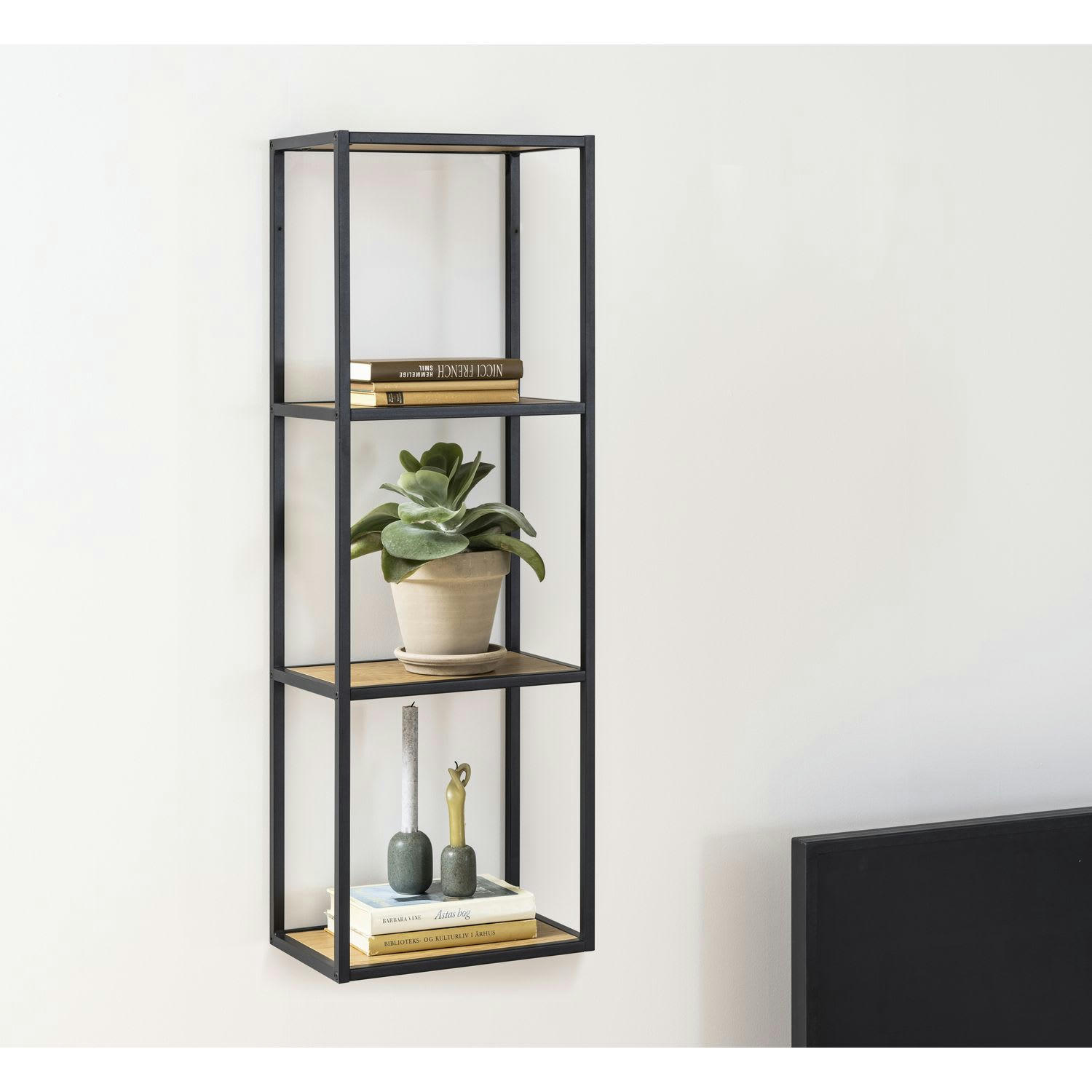 SIREINE - Etagère ajourée sur 3 niveaux en mdf et métal beige