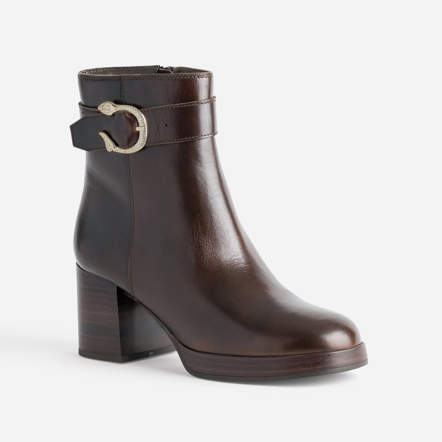 Boots marron cuir boucle métal forme serpent