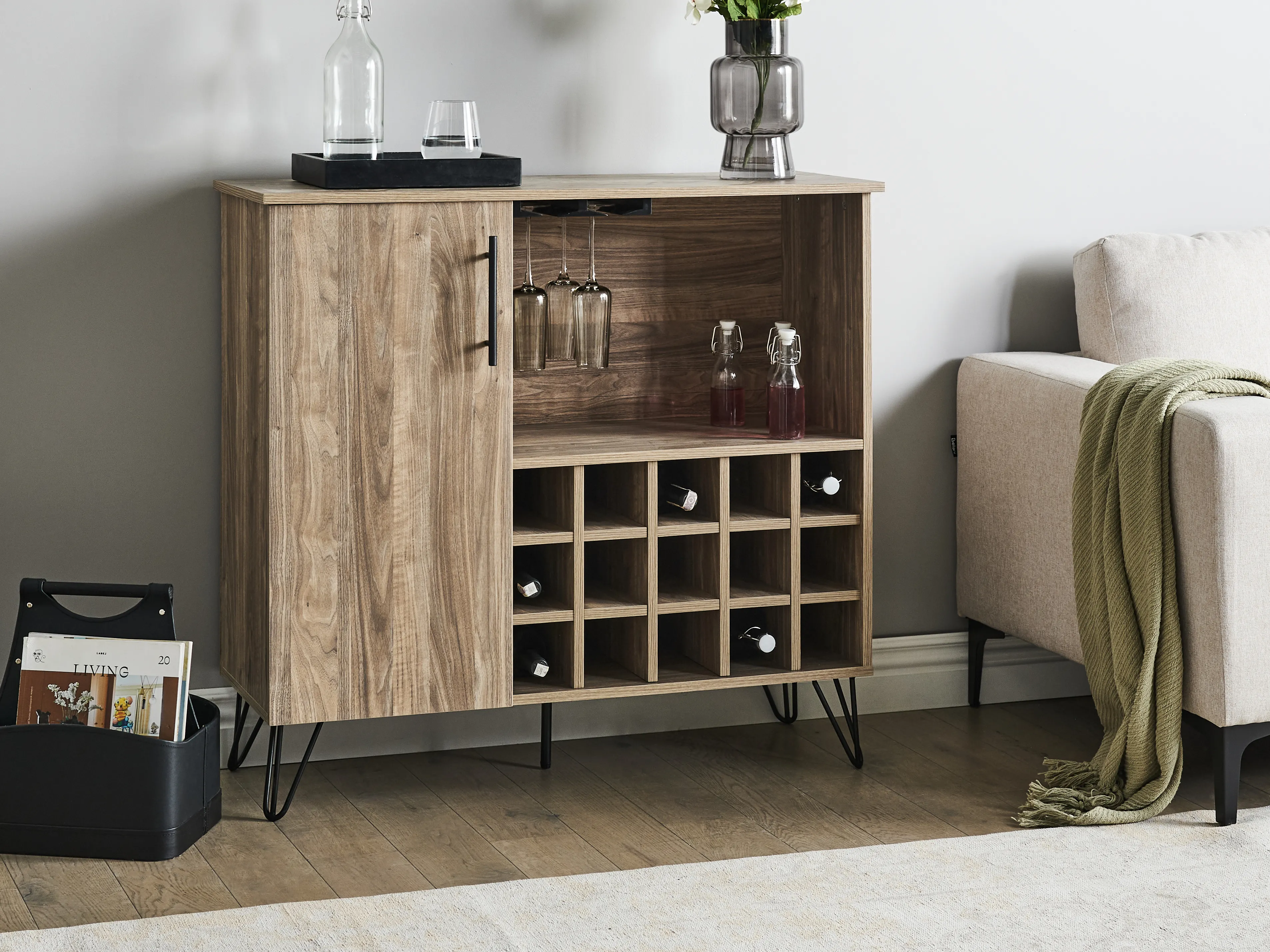 Wine Cabinet ELISTON Light Brown