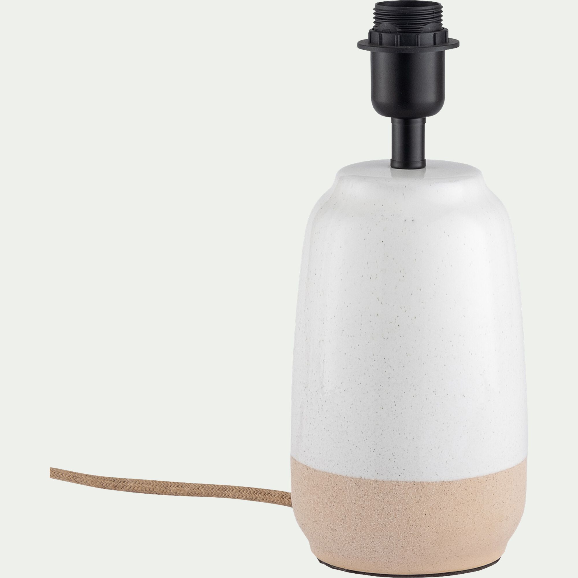 YOURI - Pied de lampe électrifié en grès D13cm - blanc