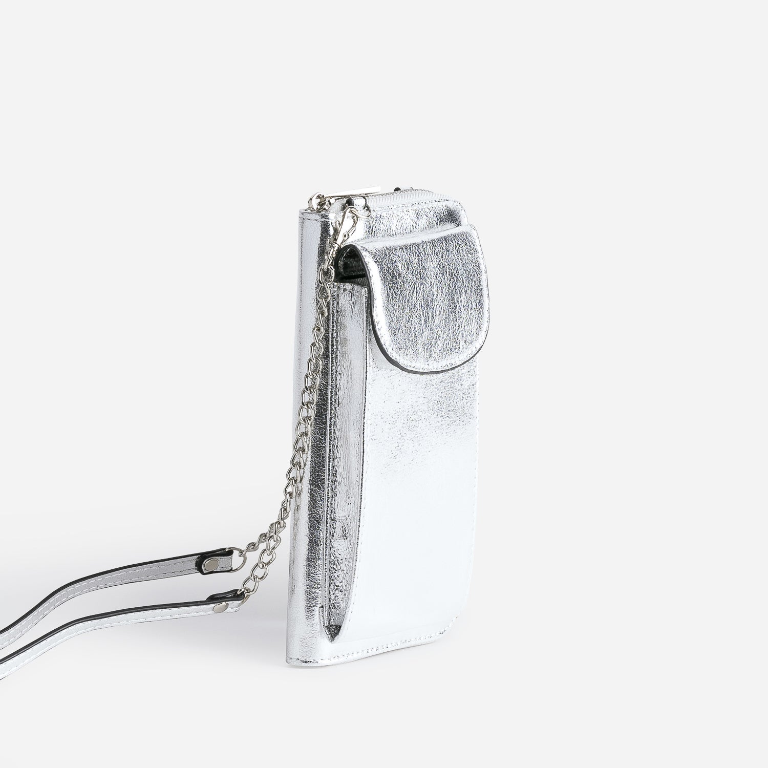 Pochette-téléphone TEXTO argent métallisé