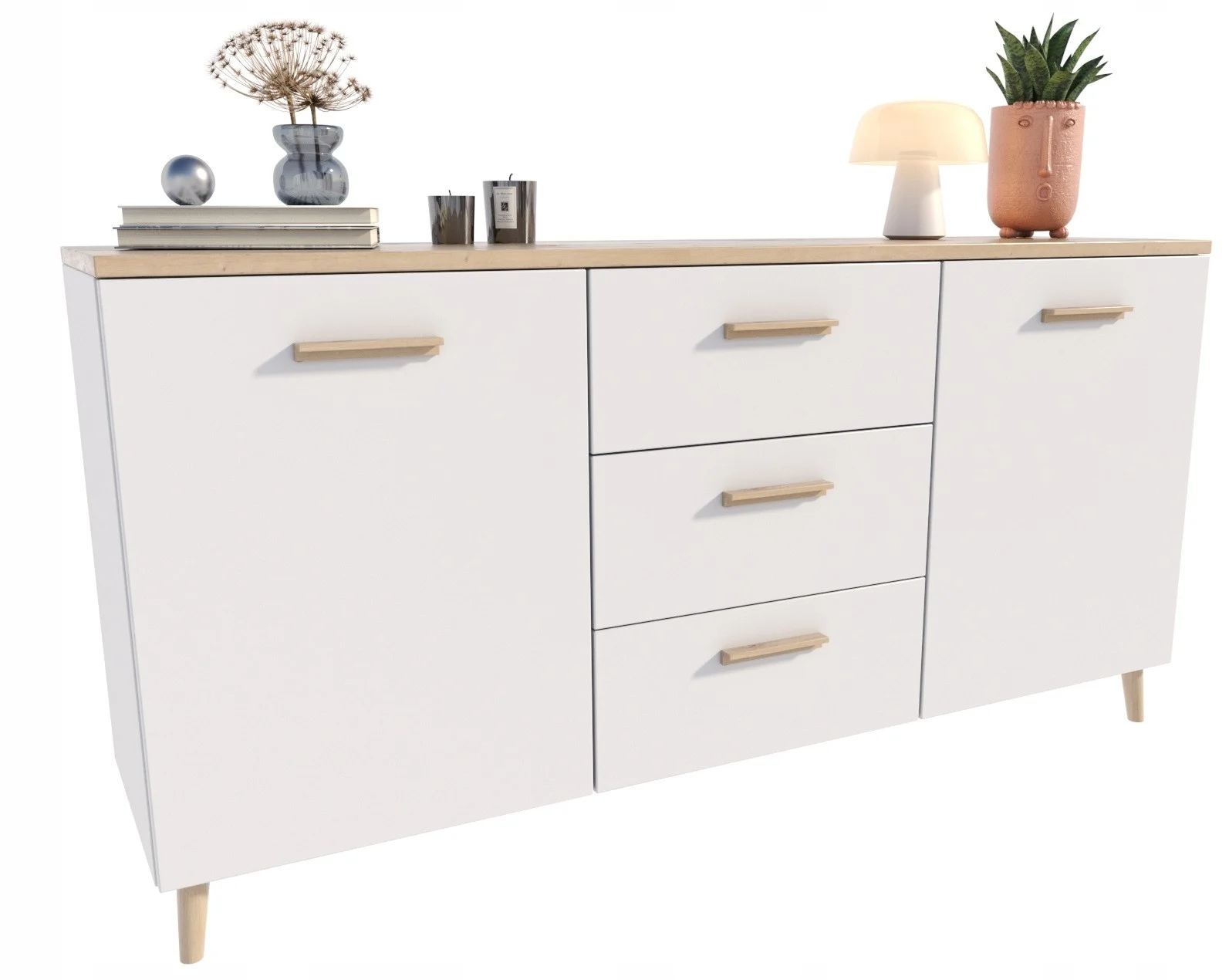 Komoda szafka MALMO 2D3S 150cm artisan-biały skandynawski