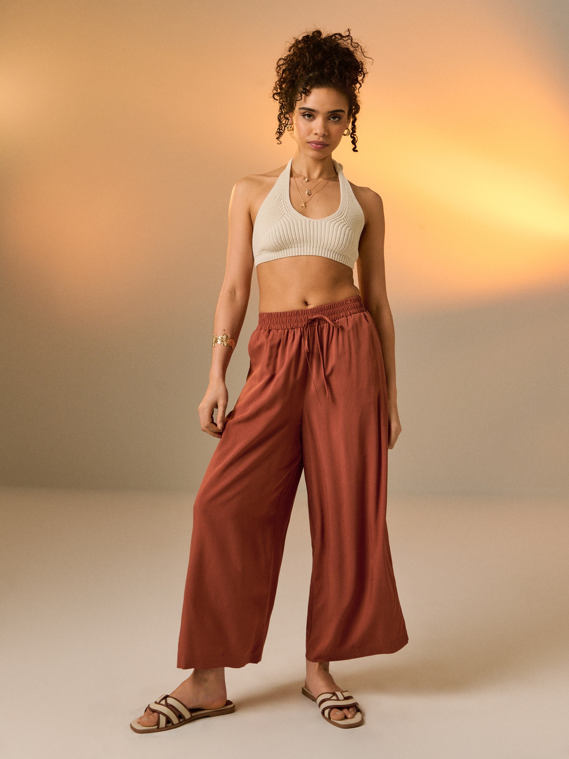 Wiskozowe spodnie wide leg