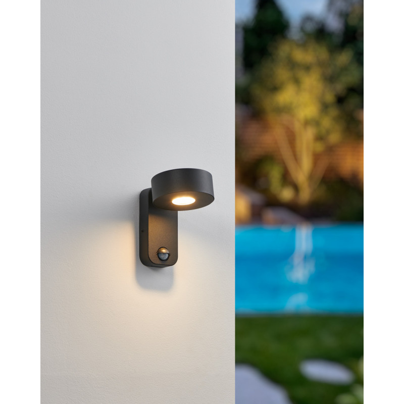 Applique extérieure LED Palosco noire avec détecteur de mouvement 4,9 W EGLO
