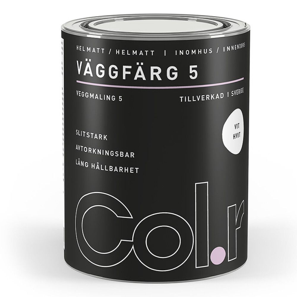 VEGGMALING COL.R HELMATT HVIT 1L