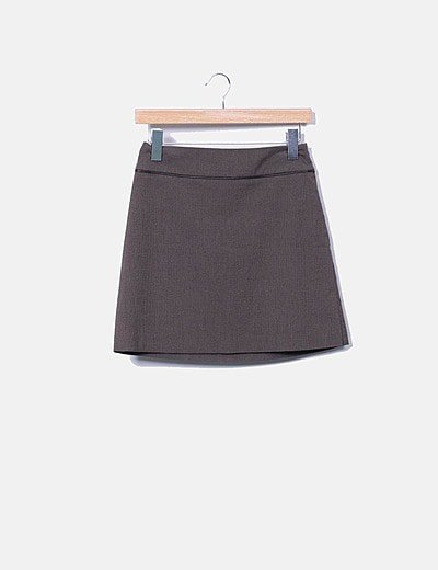 Camaïeu Brown skirt with houndstooth print