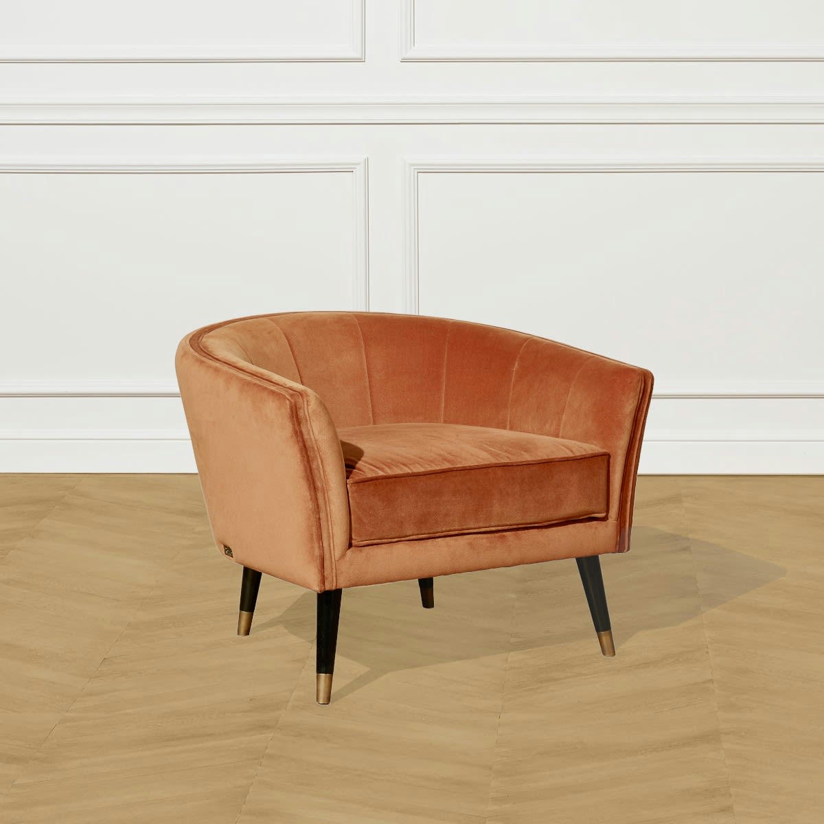 ROMA - Fauteuil  club en velours caramel