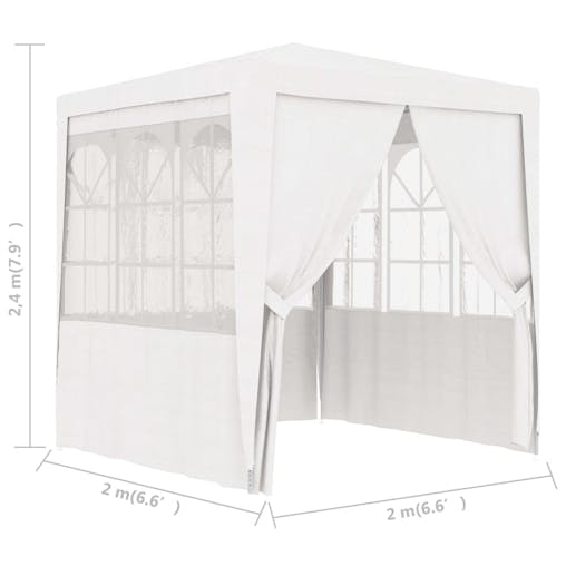 NNEVL Professional Party Tent with Side Walls 2x2 m White 90 g/m&sup2;