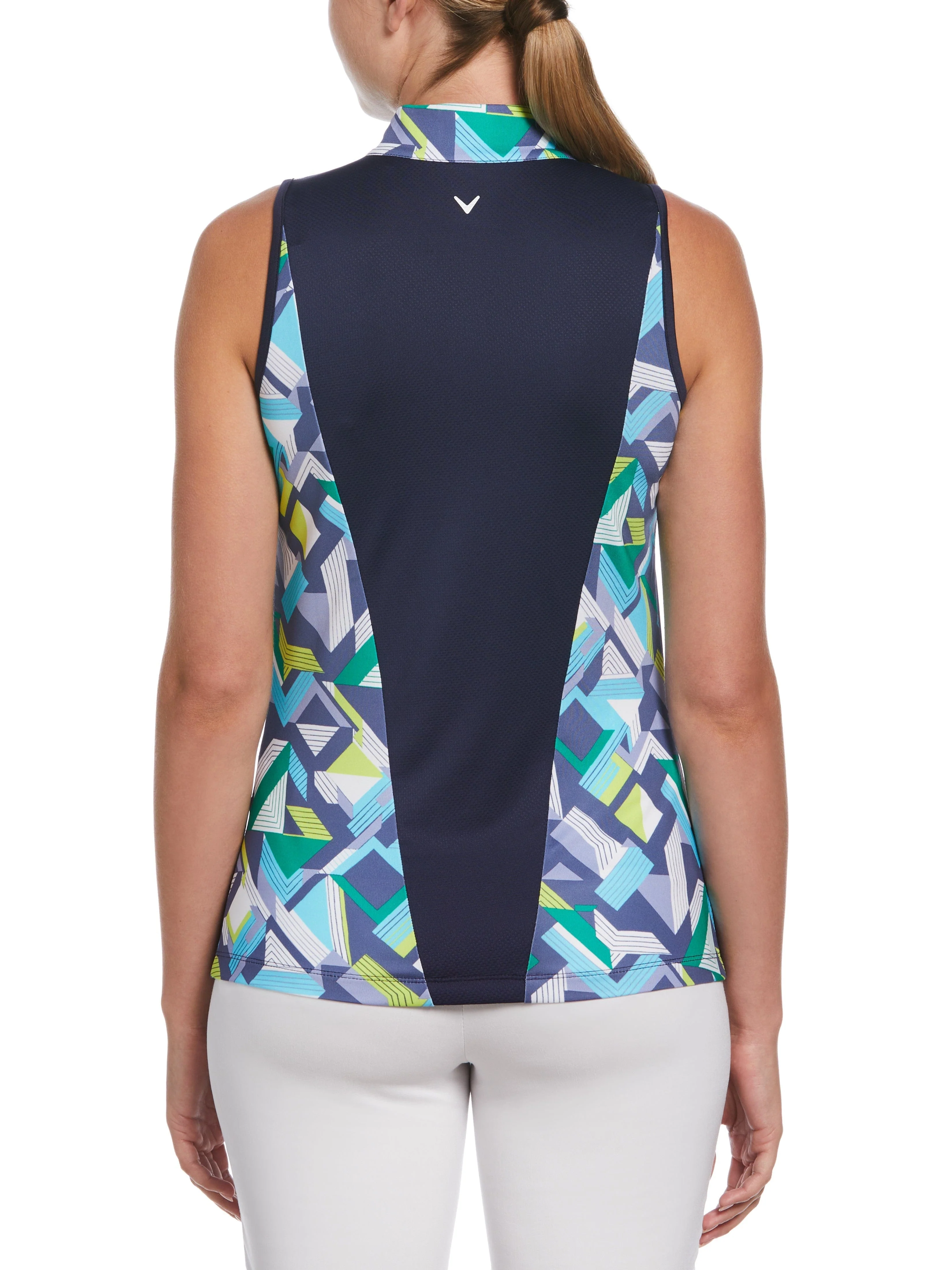Womens Colliding Chevron Geo Print Golf Shirt