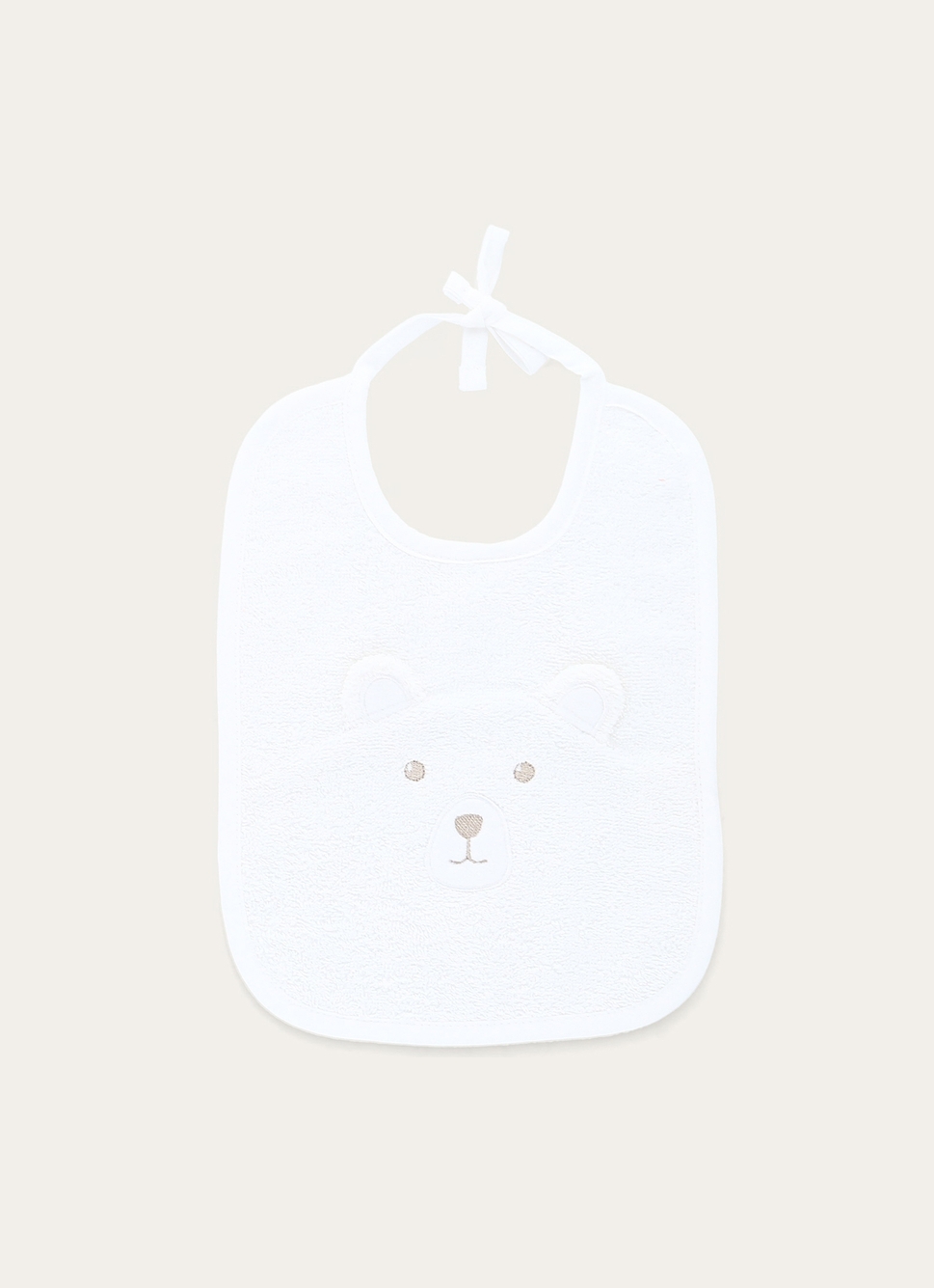 BAVOIR EN COTON ÉPONGE TÊTE D'OURS AVEC OREILLES BLANC