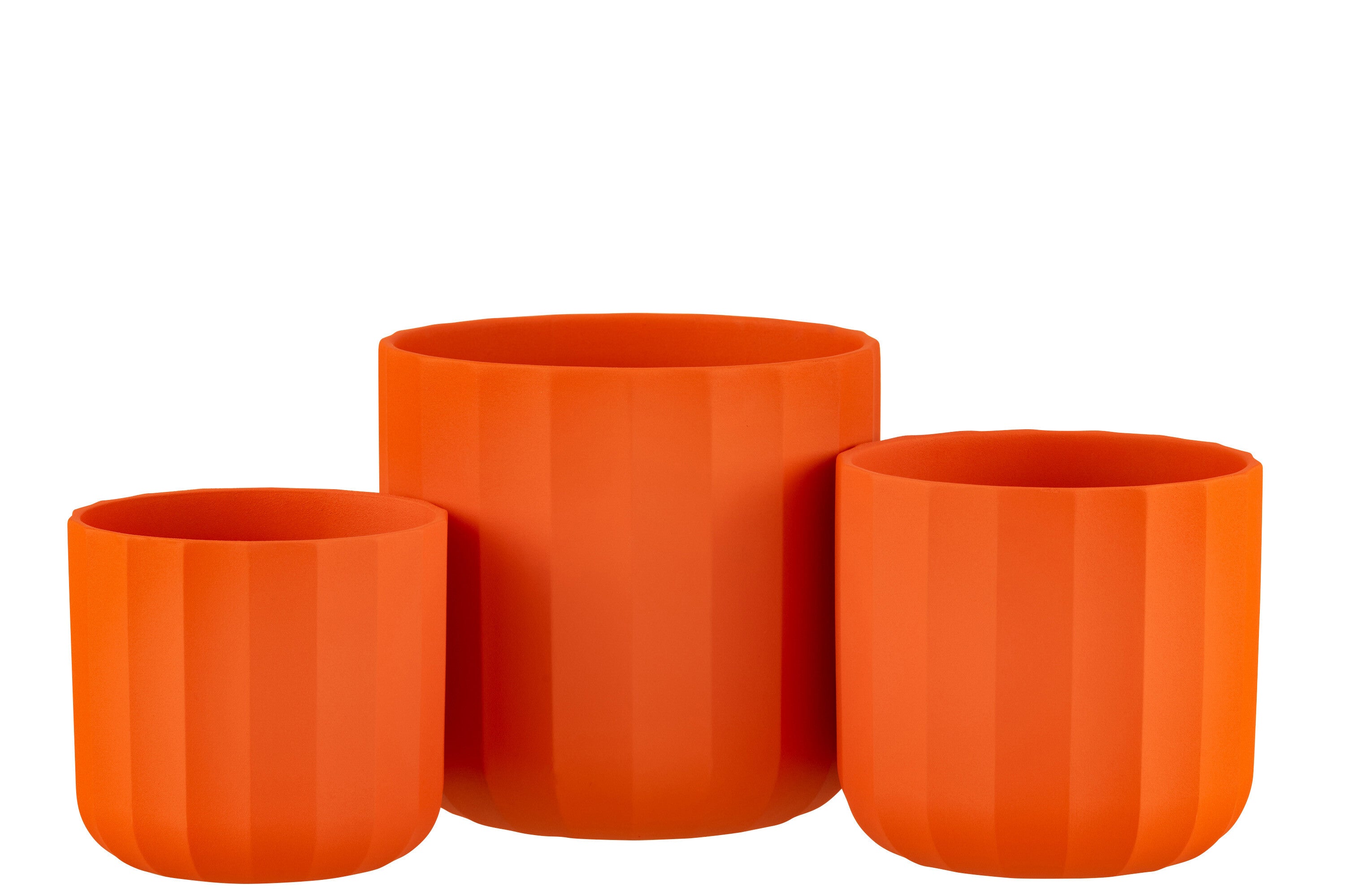 J-Line bloempot Summer - keramiek - oranje - large - 2 stuks - Ø 18.5