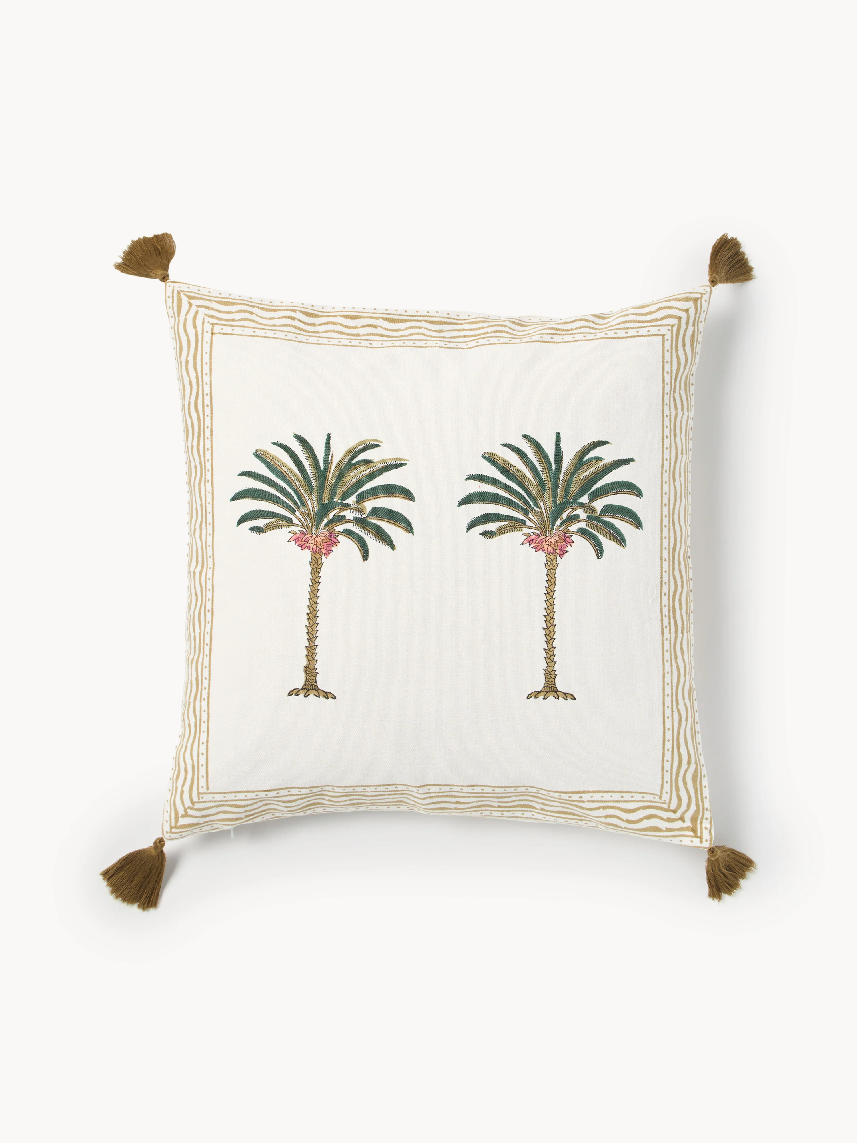 Handbemalte Baumwoll-Kissenhülle Tropical
