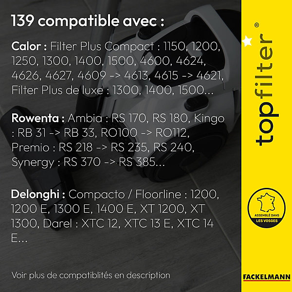 Lot de 4 sacs aspirateur pour Rowenta TopFilter Premium